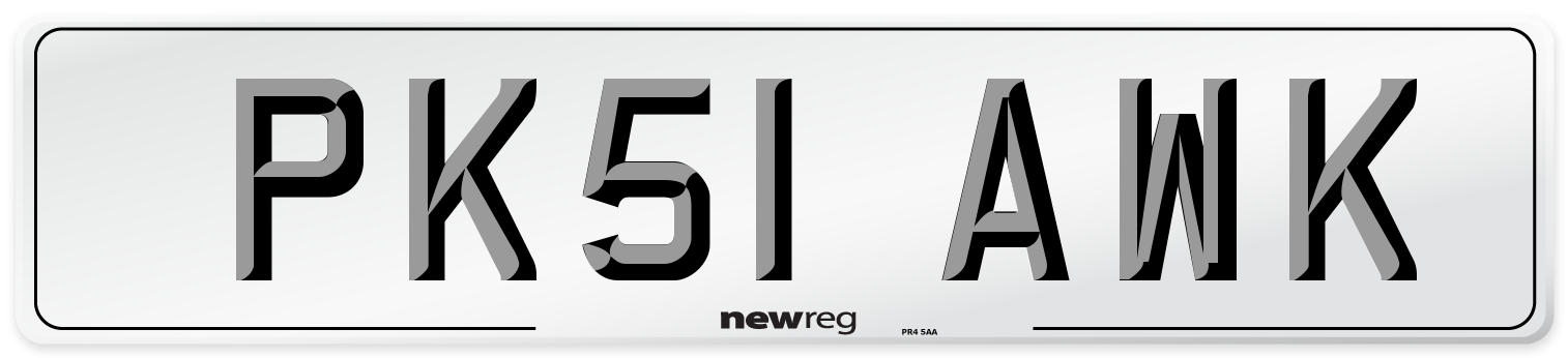 PK51 AWK Number Plate from New Reg